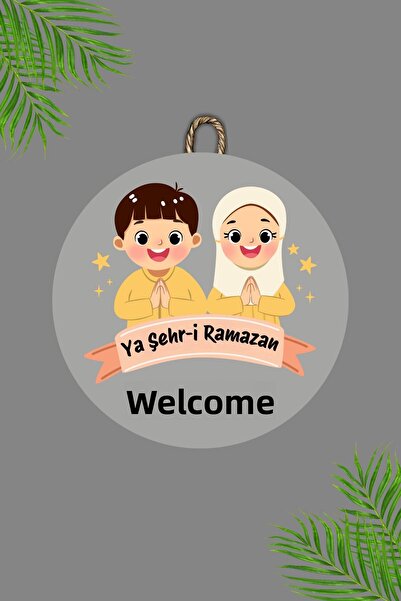 Dormot Home Wooden Digital Printing - Gray Welcome Ya City Ramadan4 Door Orna...