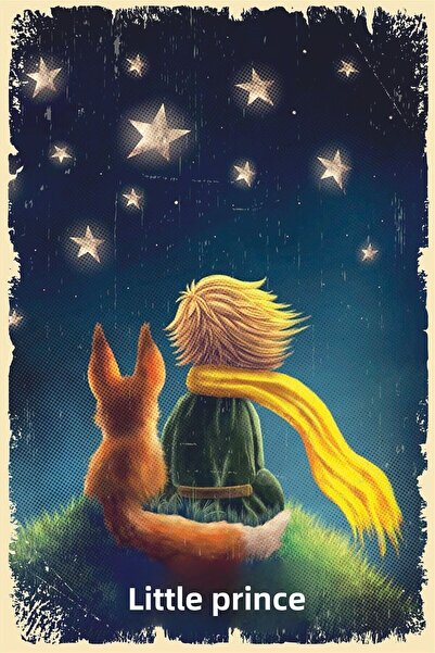 RET Dizayn Tablou decorativ retro din MDF Micul Prinț (cu aspect de ramă)