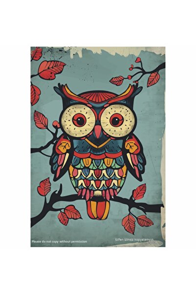 Hayat Poster floare de copac colorat drăguț bufniță decorarea casei pictură p...