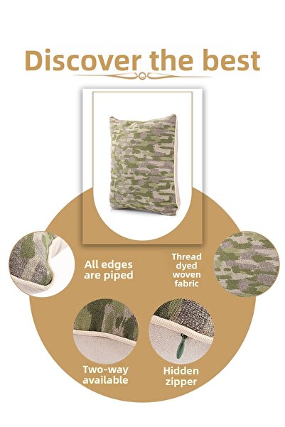 ÖZENEV Κάλυμμα μαξιλαριού υφαντού ριχτάρι 43x43 ειδικής σχεδίασης και διακοσμητικό σαλόνι με κρυφό φερμουάρ