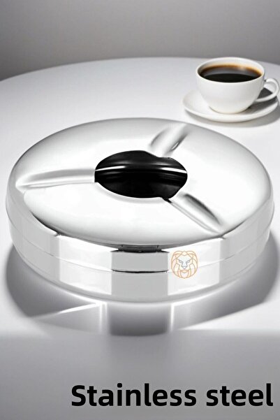 Axe Tools منفضة سجائر فولاذية بتصميم عصري مع غطاء - نظيفة ومرتبة