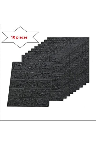 Renkli Duvarlar 10 قطعة 35x38 سنتيمتر أسود ذاتية اللصق خلفية مرنة رغوة لوحة ثلاثية الأبعاد نمط الطوب