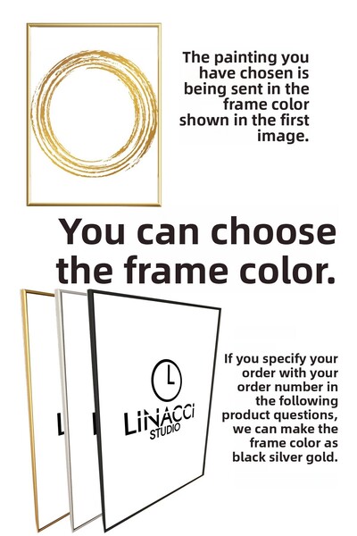 Linacci Poster din metal auriu, aluminiu, gri, alb, cu rame din sticlă