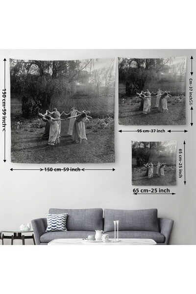 Harita Sepeti Vintage Women Are Dancing Wall Cloth Carpet Gothic Home Decoration Ritual Circle Dance 5334