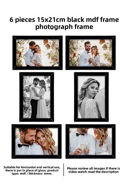 bymat 6 bucăți 15x21 cadru - cadru negru - cadru MDF A5 - cadru foto multiplu
