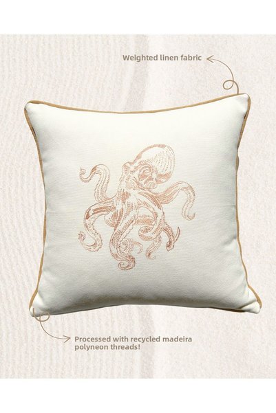 Elegancembroidery Marine Pattern Embroidered Throw Pillow Cover, Linen Throw ...