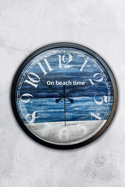 Kasva Concept ساعة حائط معدنية سوداء لوقت الشاطئ مقاس 40 سم