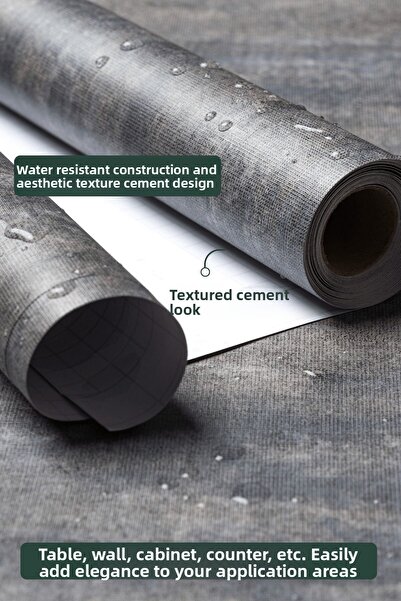Technojet Self Adhesive Textured Cement Look Kitchen Wall Cabinet Table Covering 60cmX500cm