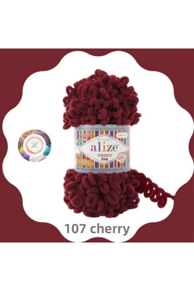 Alize Puffy Fine 107 - 1 Small Bowknot, 100 Gr. 14.5Mt. Finger Lanyard and Bl...