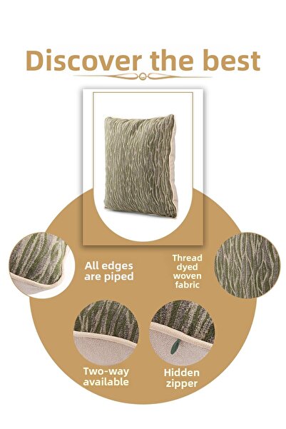 ÖZENEV Special Design 43x43 Woven Throw Pillow Cover with Piping Hidden Zipper Decorative Living Room