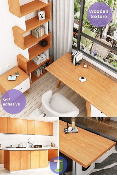 Technojet Self Adhesive Wood Look Kitchen Bathroom Countertop Wall Cabinet Table Veneer 60X300cm