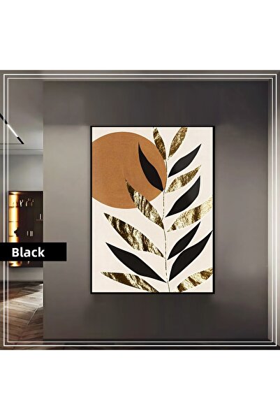 Harikabirev HARİKABİREV | MODEL BOHEM AUR-NEGRU CU FRUNZE | TABLA DE STICLA TEMPLATA CU CADRU, SIMPLE, VERTICALA