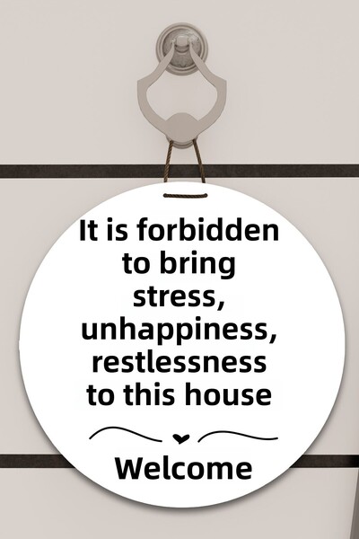 Dormot Home Цифров печат в бяло, декорация за врата с мотив на къща, декораци...