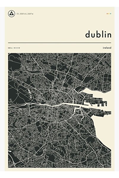 Universal Декоративен дървен плакат-картина с карта на Дъблин