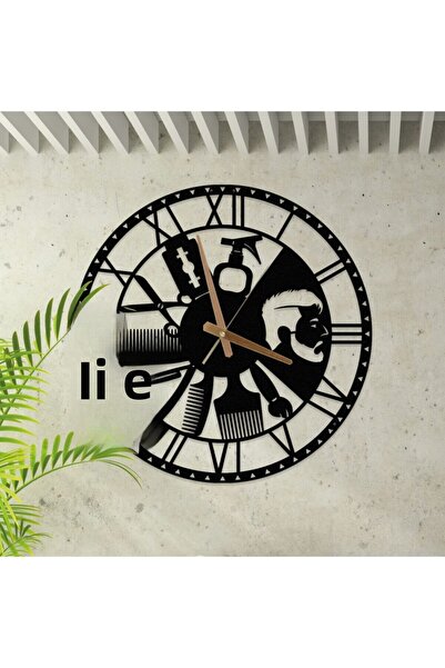 Metalium Concept ساعة حائط معدنية مزخرفة بأرقام رومانية بتصميم صالون تصفيف الشعر مقاس 45x45 سم [1118-45x45]