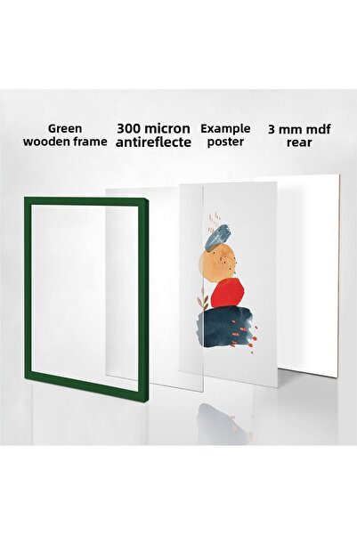 HOMEPACK 10X15 cm Green Wood Framed Poster Frame, Blank Frame, Green-Desktop-10X15
