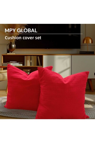 MPY GLOBAL Husă roșie pentru pernă (2 bucăți), husă pentru pernă din material...