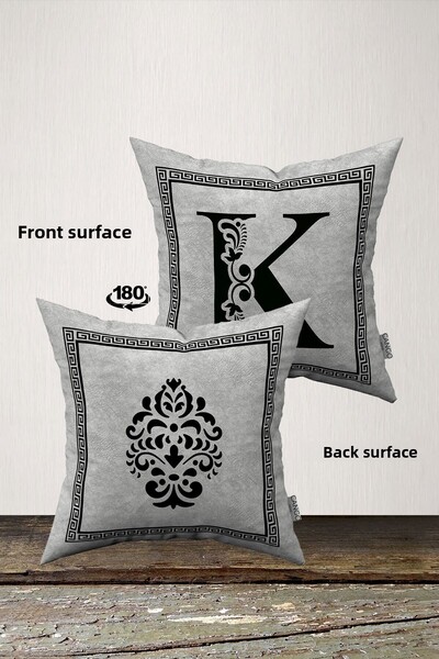 INSENSE HOME Velvet Babyface Double Sided Lettered Throw Pillow Cover - Letter K