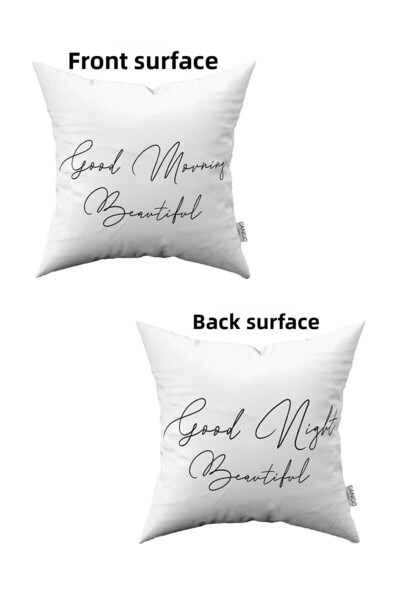 Cango Home Λευκό διπλής όψης Good Morning Good Night Written Digital Printed Σετ 2 κάλυμμα μαξιλαριού ριχτάρι 2kmbs310-