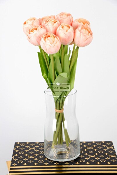 Yapay Çiçek Deposu Artificial Flower 9Pcs Luxury Fabric Mountain Tulip 35cm S...
