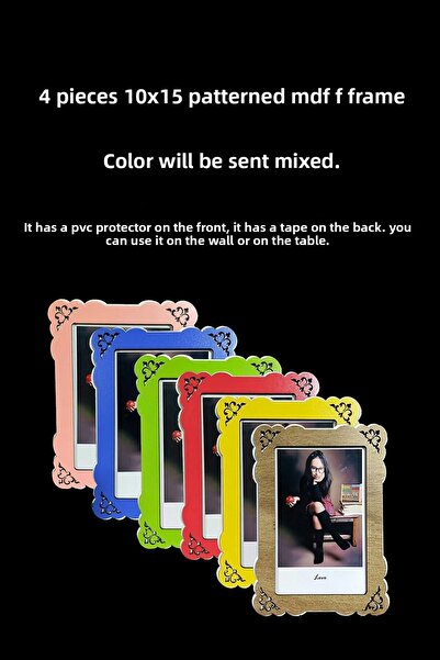 Bytwo 4 إطارات مقاس 10 × 15 - إطار ملون منقوش - إطار خشبي MDF