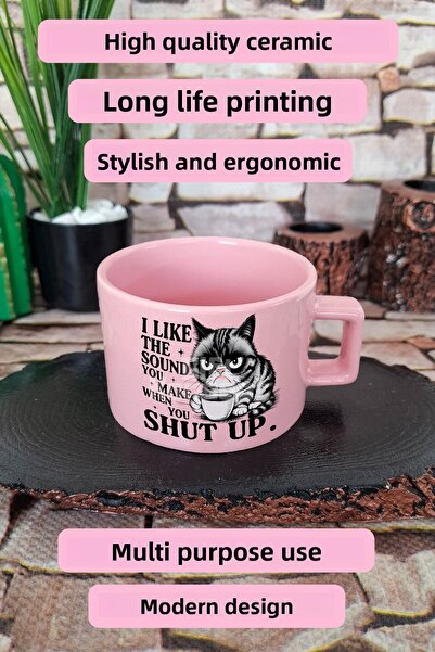 giftkonsept I Like the Sound You Make When You  Written Funny Square Cup with Handle Pink Mug Cup