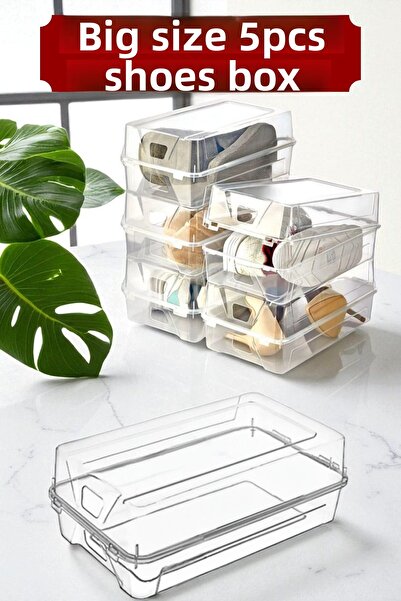 DOVİHOME Set of 5 Large Size Women's and Men's Shoe Storage Boxes