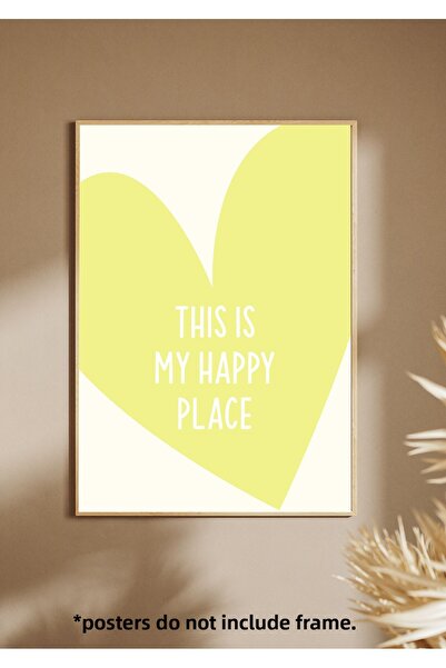 One Little Happiness Αφίσα HAPPY PLACE Αισθητική αφίσα τοίχου, αφίσα χωρίς πλ...