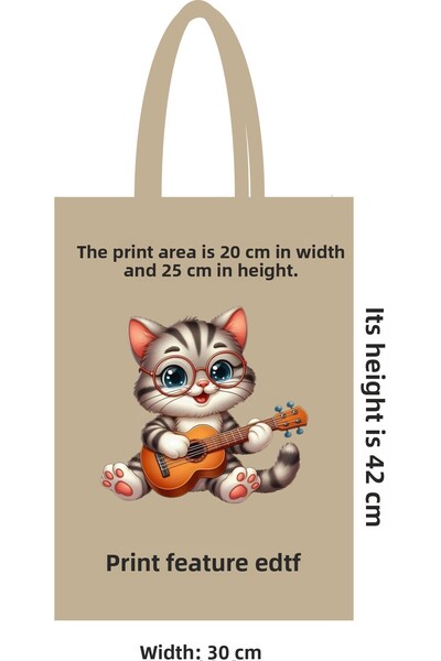 ilkadimbuklet 46 Thread Dtf Printed Cloth Bag with Handle