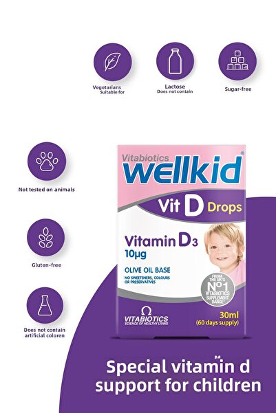 Wellkid 400 وحدة دولية فيتامين د3 - 30 مل تحتوي على قطرات
