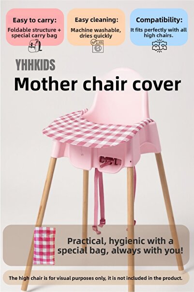 YHH Kids Ελαστικό κάλυμμα καρεκλών μωρών + τσάντα μεταφοράς – Συμβατό με όλες τις καρέκλες, πλενόμενο - Ροζ