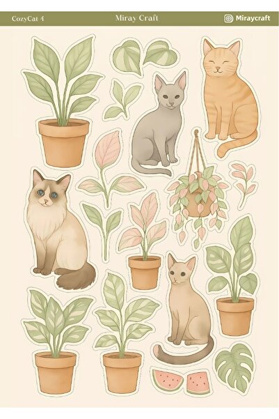 MirayDesign 1 autocolant tematic Peaceful pisică – 12x17 cm pentru album de î...