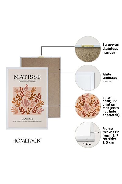 HOMEPACK Set cadru laminat alb 3 piese Pictură Hpn019