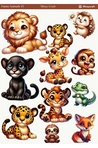 MirayDesign 1 autocolant cu tematică cu animale drăguțe – 12x17 cm pentru alb...