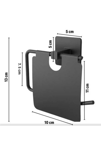 ZhlTools Self Adhesive Black Stainless Metal Cover Toilet Roll Holder Apparatus