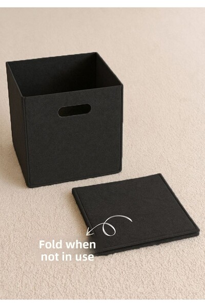 HOMİNG 4 Pieces Black Felt Organizer - In-Cabinet Organizer Basket Set, 30X30 cm Hmy-6355