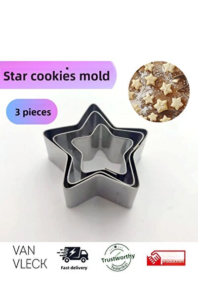 VAN VLECK قالب بسكويت على شكل نجمة - قالب معدني للكيك والعجين، مصبوب من عجينة...