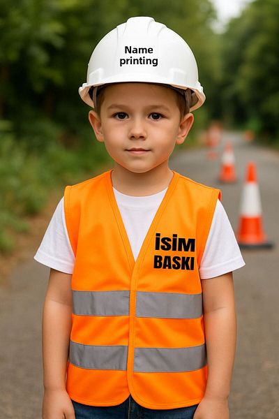 Teknik Child Engineer Vest + Helmet (You Can Inform the Printing and Helmet Color in the Question Part)