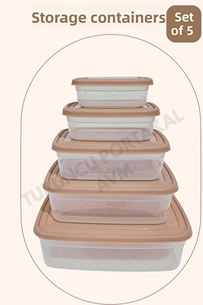 Turuncu Portakal Storage Container with Lid (Set of 5) Kitchen Organizer Rectangular Organizer
