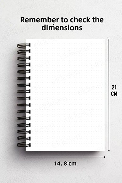 Eldesen Tasarım Spiral Thick Cover Dotted Notebook, A5 Size 80 Sheets 160 Pages, Dotted Notebook