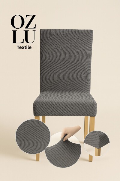 Özlü Home Jacquard Chair Cover, Elastic, Stretch Chair Cover, 1 Piece Anthracite