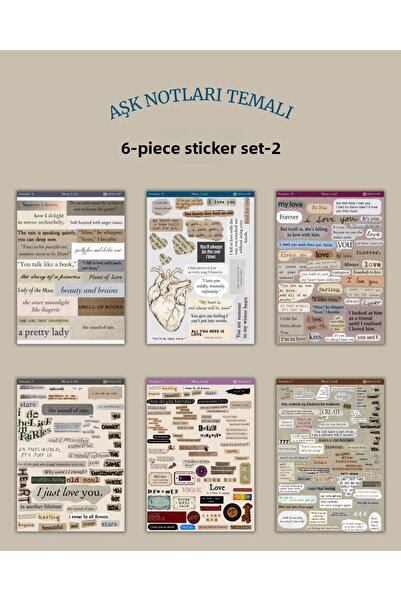 MirayDesign Set de 6 autocolante tematice Love Notes – 12x17 cm | Bullet Jour...