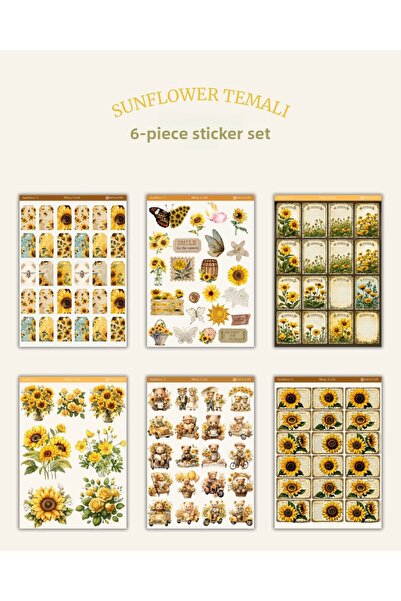 MirayDesign Σετ με 6 αυτοκόλλητα με θέμα το ηλίανθο–12x17 εκ. | Bullet Journa...