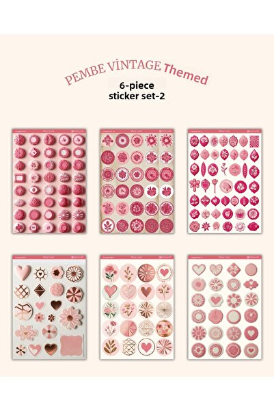 MirayDesign Set de 6 autocolante cu tematică vintage roz – 12x17 cm | Pentru ...
