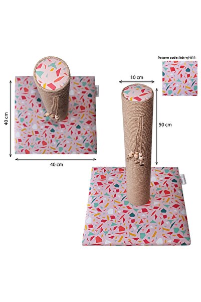 nijiartdesign 50 cm Colorful Patterned Premium Cat Scratching Board Soft Coated Floor Friendly Base with Sponge