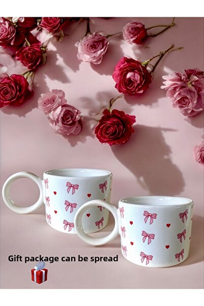 Carmen Soft Pinterest 2-Piece Patterned Heart Bow Cup Set
