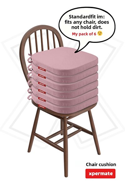 XPERMATE 6 τεμαχίων οβάλ μαξιλάρι καρέκλας με φερμουάρ που πλένεται με νερό και λάδι 42x42x5 Pink Standardfit