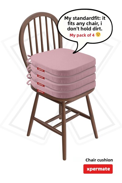 XPERMATE 4 τεμάχια οβάλ μαξιλάρι καρέκλας με φερμουάρ που πλένεται με νερό και λάδι 42x42x5 Pink Standardfit