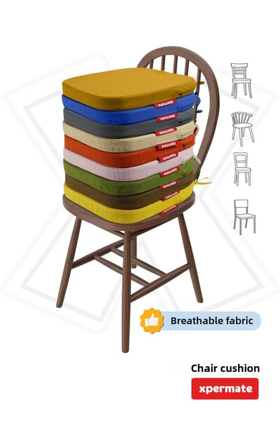 XPERMATE 6 Piece Oval Chair Cushion Zippered Washable Water And Oil Repellent 42x42x5 Beige Standardfıt