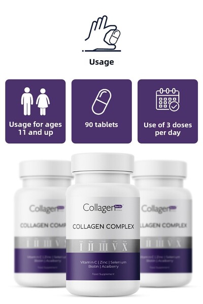Collagen Forte Platinum 5 أنواع من مركب الكولاجين من النوع 1، 2، 3، 5 والنوع 10 بيوتين، زنك، سيلينيوم، فيتامين C وأكاي، 90 قرصًا